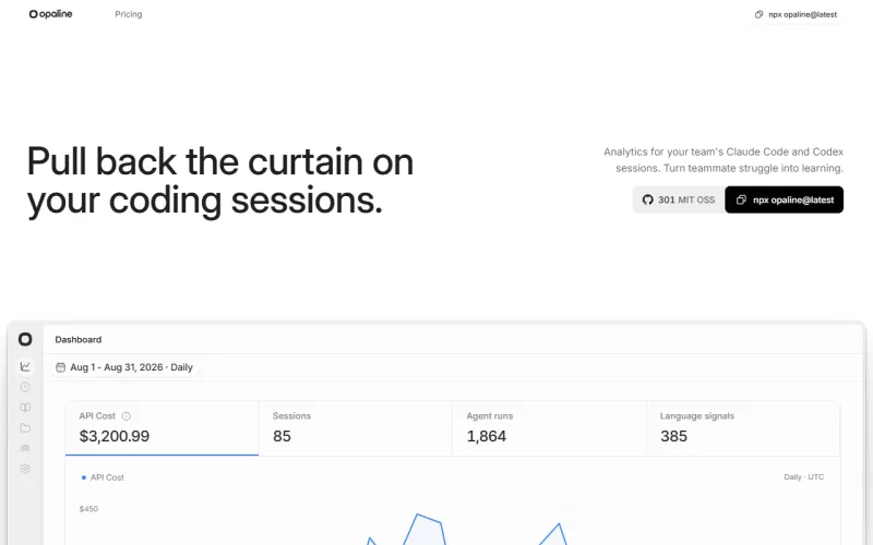 Opaline 官网：Team-wide analytics for coding agents