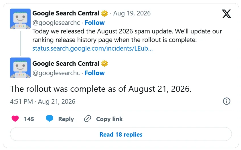 Google搜索状态页面的更新记录